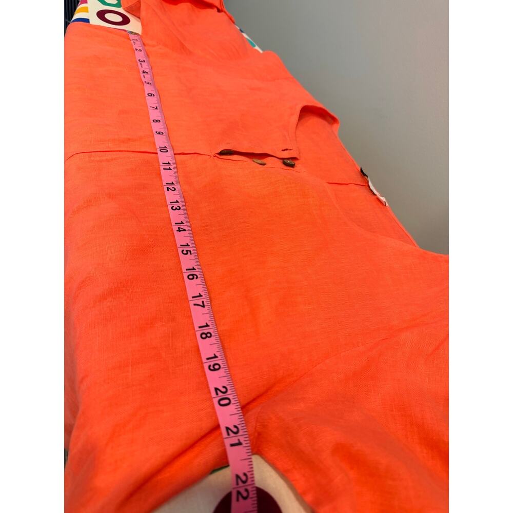 Soft Linen Button-Front Tunic Top / Dress - Coral - Picture 5 of 10